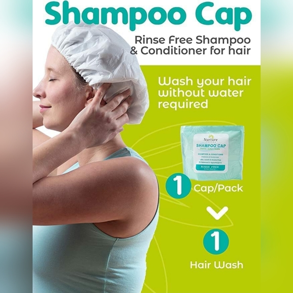 Nurture No Rinse Water Shampoo Condition Cap Rinse Free Shower Cap (5 Pack) New - Picture 4 of 8